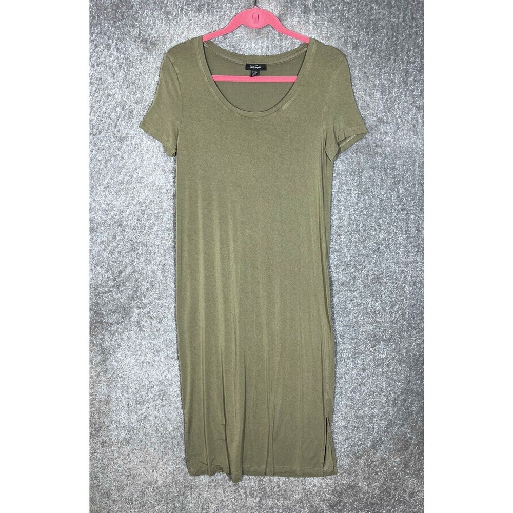 Lord &‎ Taylor Midi Dress Womens Size S Stretch Green Short Sleeve Scoop Neck